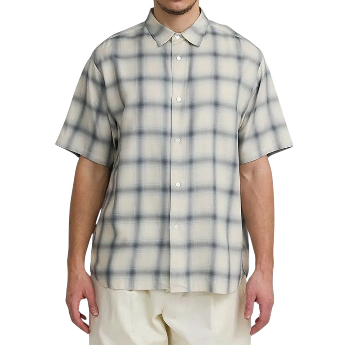 [Saturdays NYC]BRUCE SHORT SLEEVE CHECKED SS SHIRTS/IVORY(BBG15170)