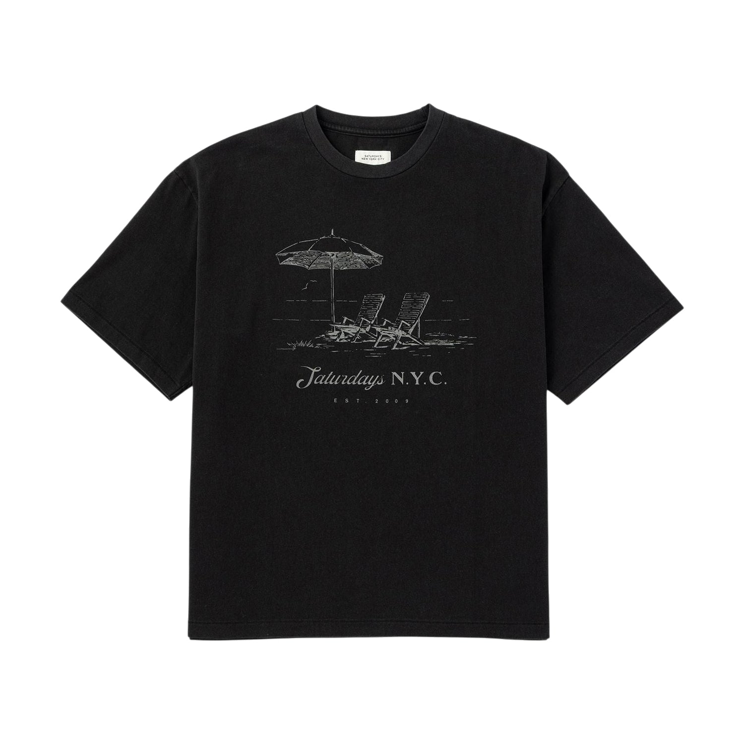 Saturdays NYC] Beach Chair Ozone Wash Relaxed SS Tee / Black
