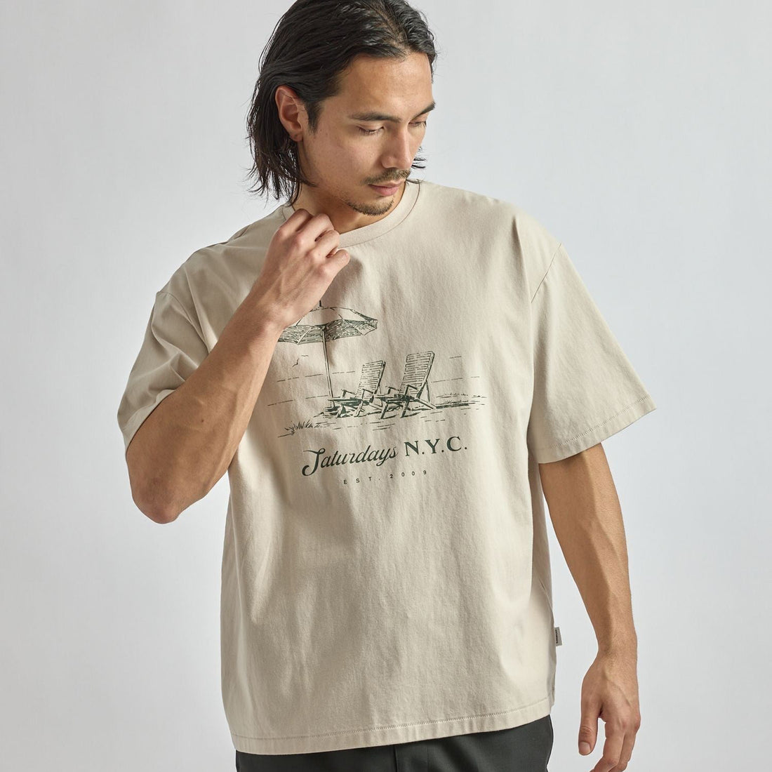 [Saturdays NYC] Beach Chair Ozone Wash Relaxed SS Tee / Ivory (BBM16490)