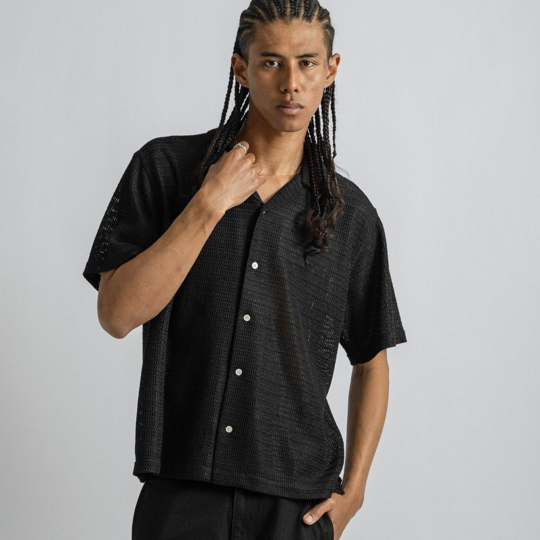[Saturdays NYC] Canty Lace SS Shirt / Black (BBQ26180)