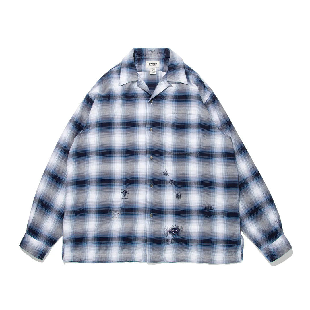 BOWWOW]RAYON CHECK SHIRTS REPAIRED/BLUE/WHITE(BW242-RCSR) – R&Co 