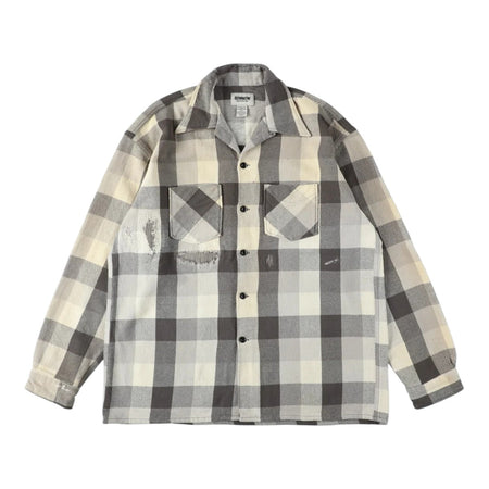 [BOWWOW]DAMAGED AND STAINED FLANNEL SHIRT/GRAY(BW252-DSFS)