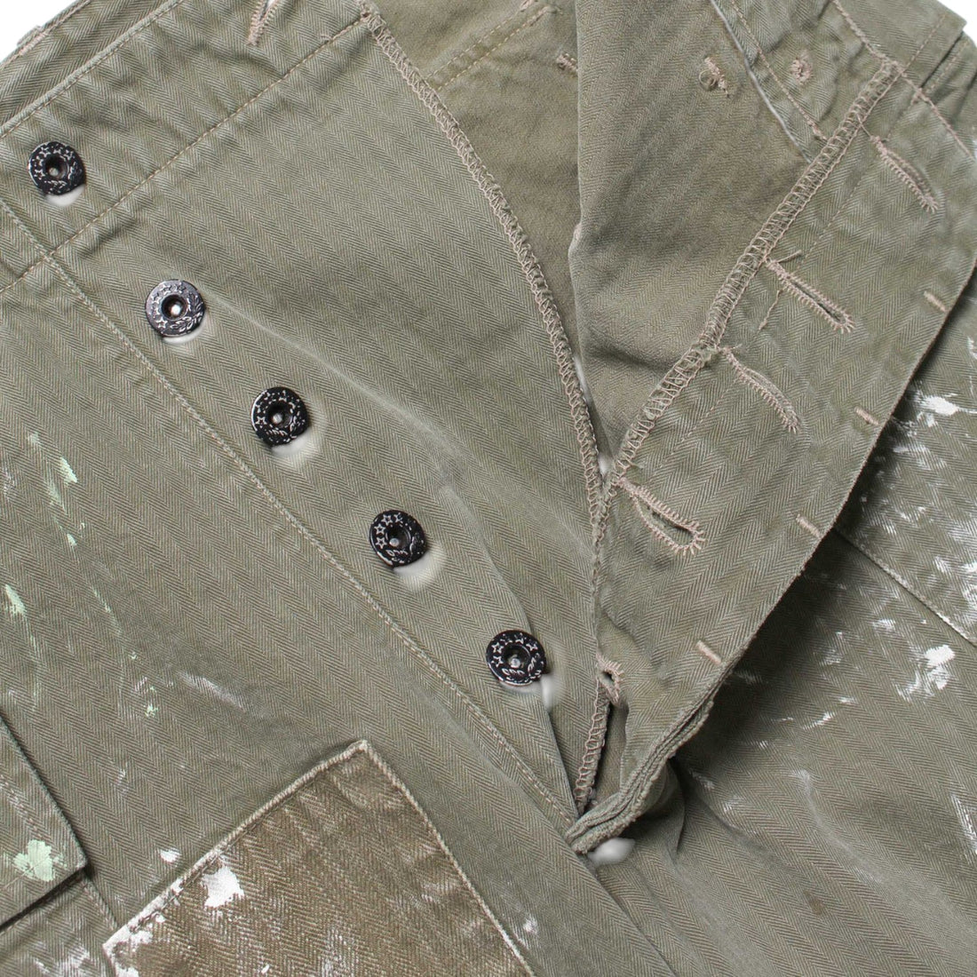 [BOWWOW]PAINT STAINED USMC P-44 HBT TROUSERS/PAINT STAINED OD(BW252-PU4HT)