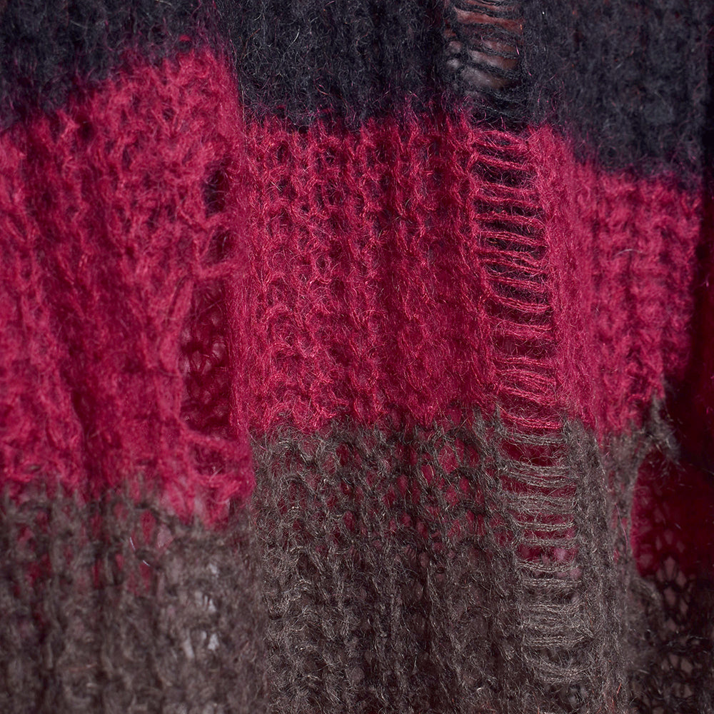 [F-LAGSTUF-F]BORDER MOHAIR BORO SWEATER/RED(FS1261)