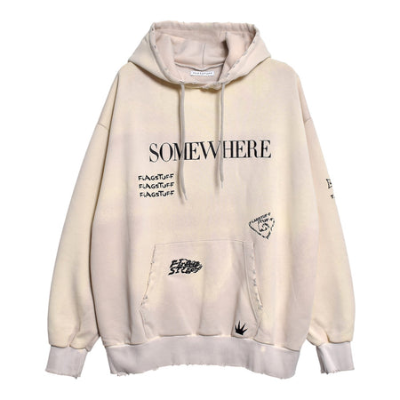 [F-LAGSTUF-F]SOMEWHERE MULTI EMBROIDERY BORO HOODIE/BEIGE(FS1060)