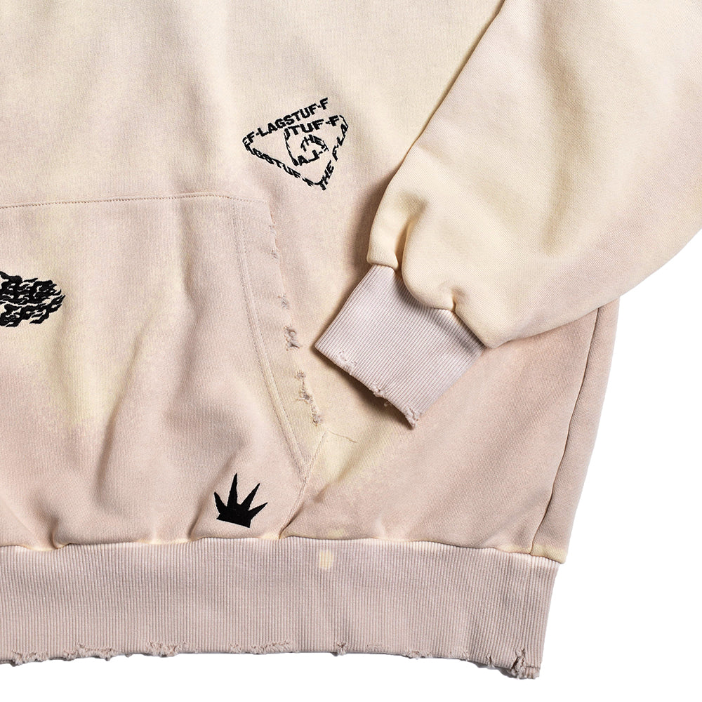 [F-LAGSTUF-F]SOMEWHERE MULTI EMBROIDERY BORO HOODIE/BEIGE(FS1060)