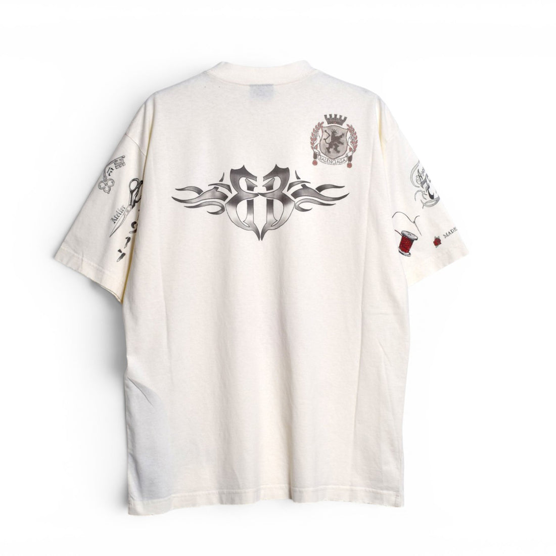 [BALENCIAGA]Tattoo Medium Fit T-Shirt/Cream(764235TUVJ2)