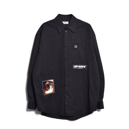 [Off-White]EYE LOGO POPL OVERSIZE SHIRT/BLACK(OMGF24-RTW0274)