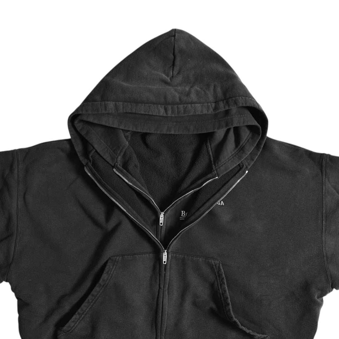 [BALENCIAGA]Layered Zip-Up Hoodie/WASH BLACK(858133TSVE4)