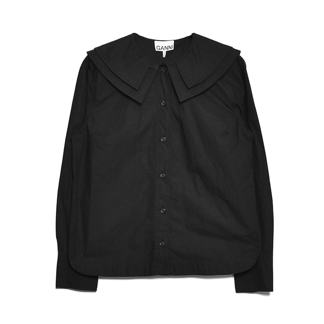 [GANNI]Cotton Poplin Double-Collar Shirt/BLACK(F8262)