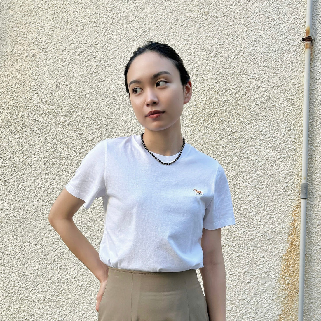 [MAISON KITSUNE]BABY FOX PATCH REGULAR TEE-SHIRT/WHITE(MW00110KJ0008)