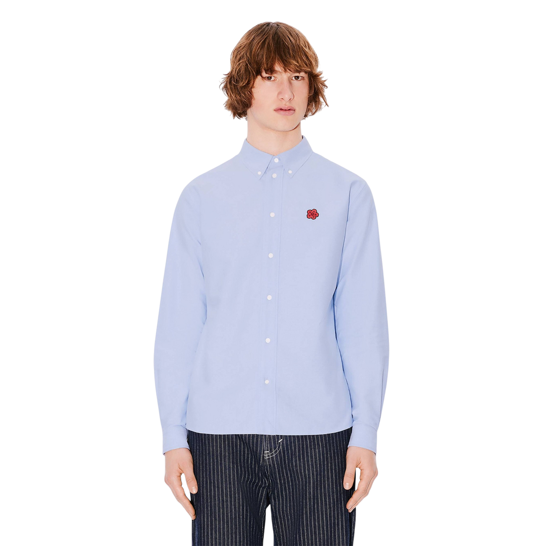 [KENZO] 'BOKE FLOWER' エンブロイダリーオックスフォードコットンシャツ / Sky Blue (FE65CH4109LO)