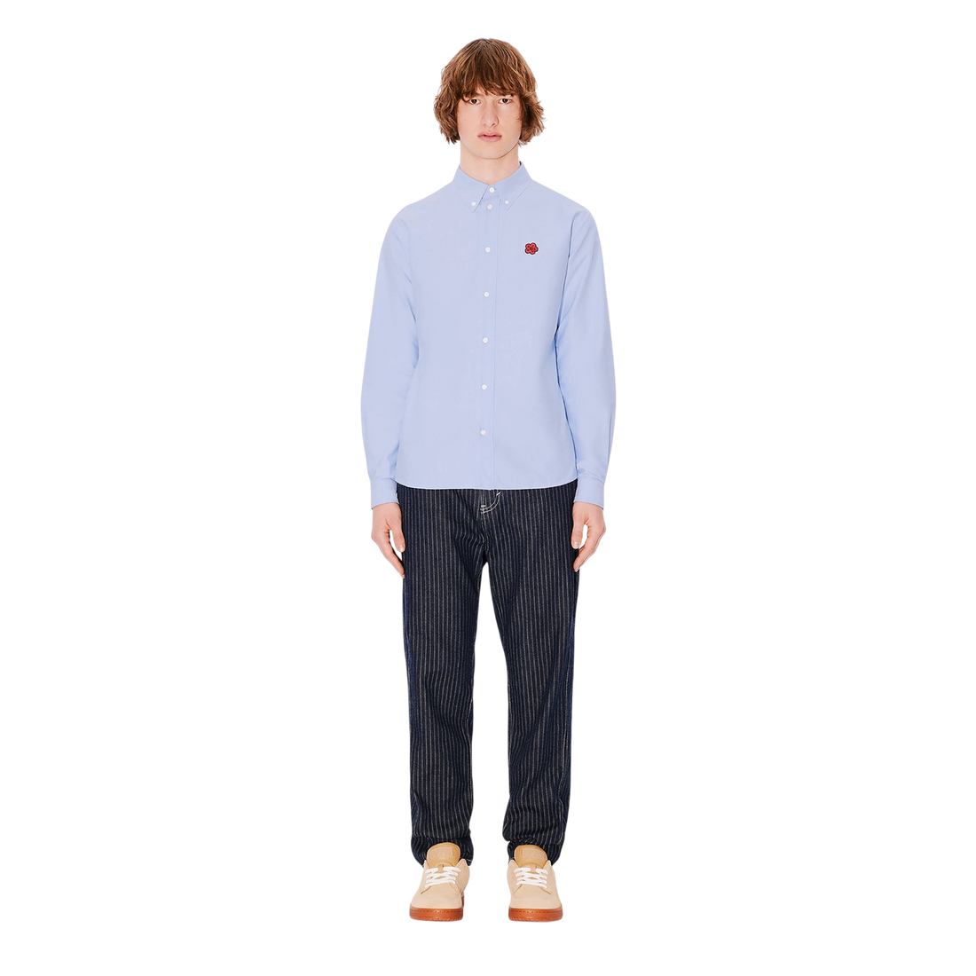 [KENZO] 'BOKE FLOWER' エンブロイダリーオックスフォードコットンシャツ / Sky Blue (FE65CH4109LO)