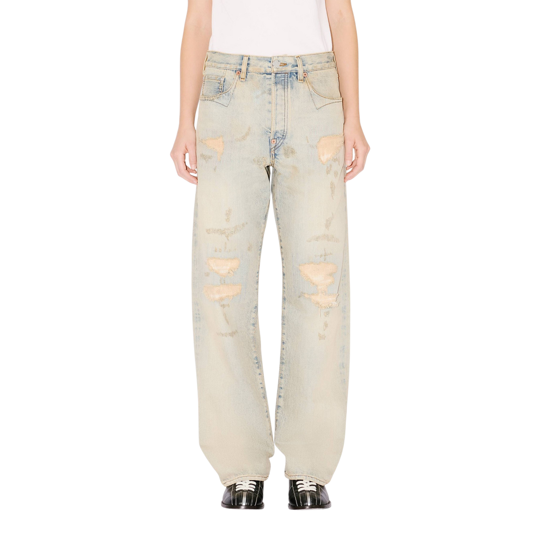 [KENZO] ストレートジーンズインジャパニーズセルビッジデニム / Bleached Blue Denim (FG55DP4246Q8)