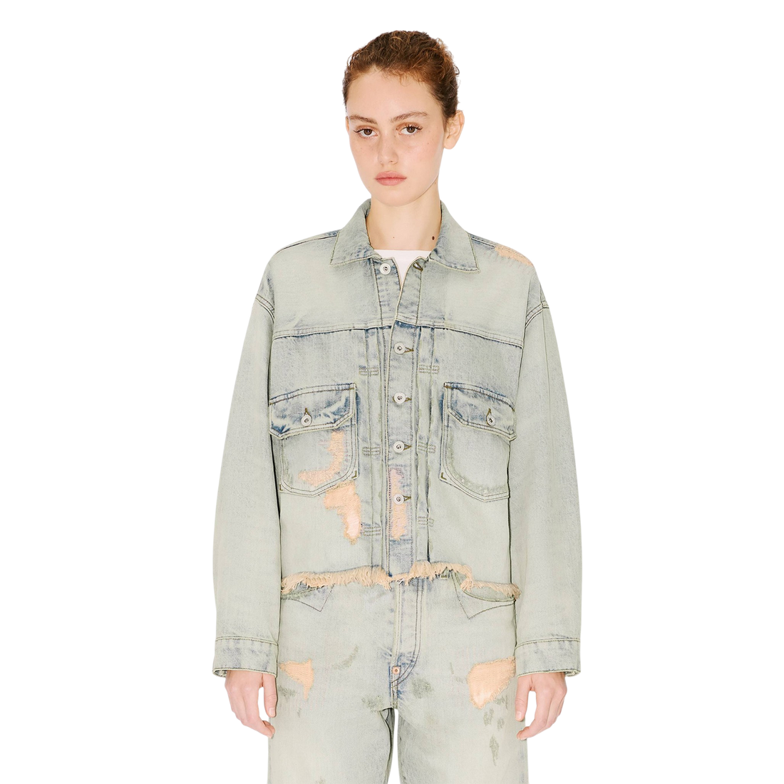 [KENZO] トラッカージャケットインジャパニーズセルビッジデニム / Bleached Blue Denim (FG52DV2626Q8)