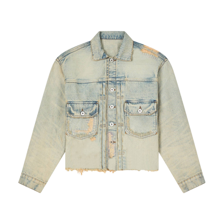 [KENZO] トラッカージャケットインジャパニーズセルビッジデニム / Bleached Blue Denim (FG52DV2626Q8)