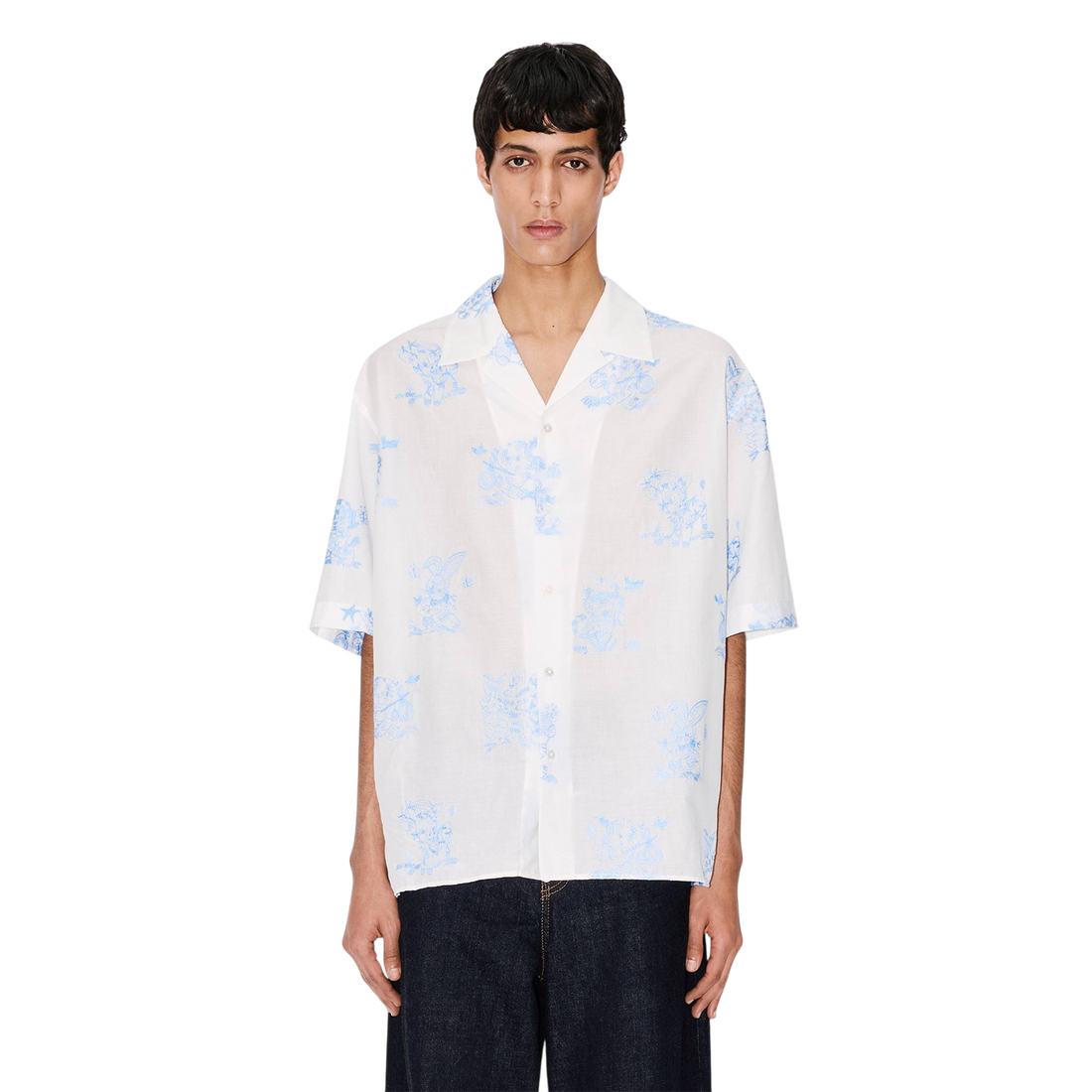 [KENZO] 'KENZO CARTOON' ハワイアンショートスリーブシャツ / White (FG55CH1359EG)