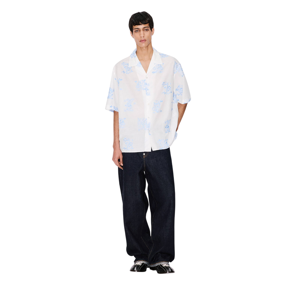 [KENZO] 'KENZO CARTOON' ハワイアンショートスリーブシャツ / White (FG55CH1359EG)