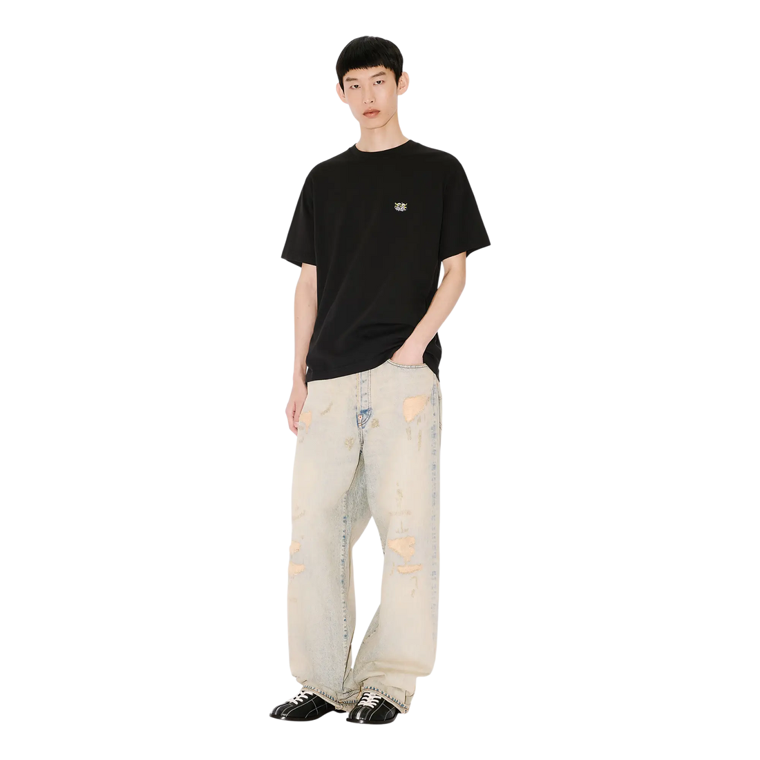 [KENZO] 'KENZO WILD TIGER' エンブロイダリーTシャツインコットン / Black (FG55TS2054SG)