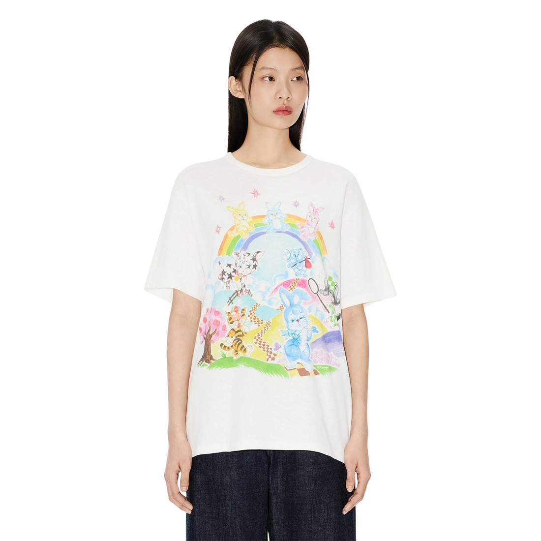 [KENZO] 'KENZO CARTOON' Tシャツインコットン / Off White (FG55TS2134SK)