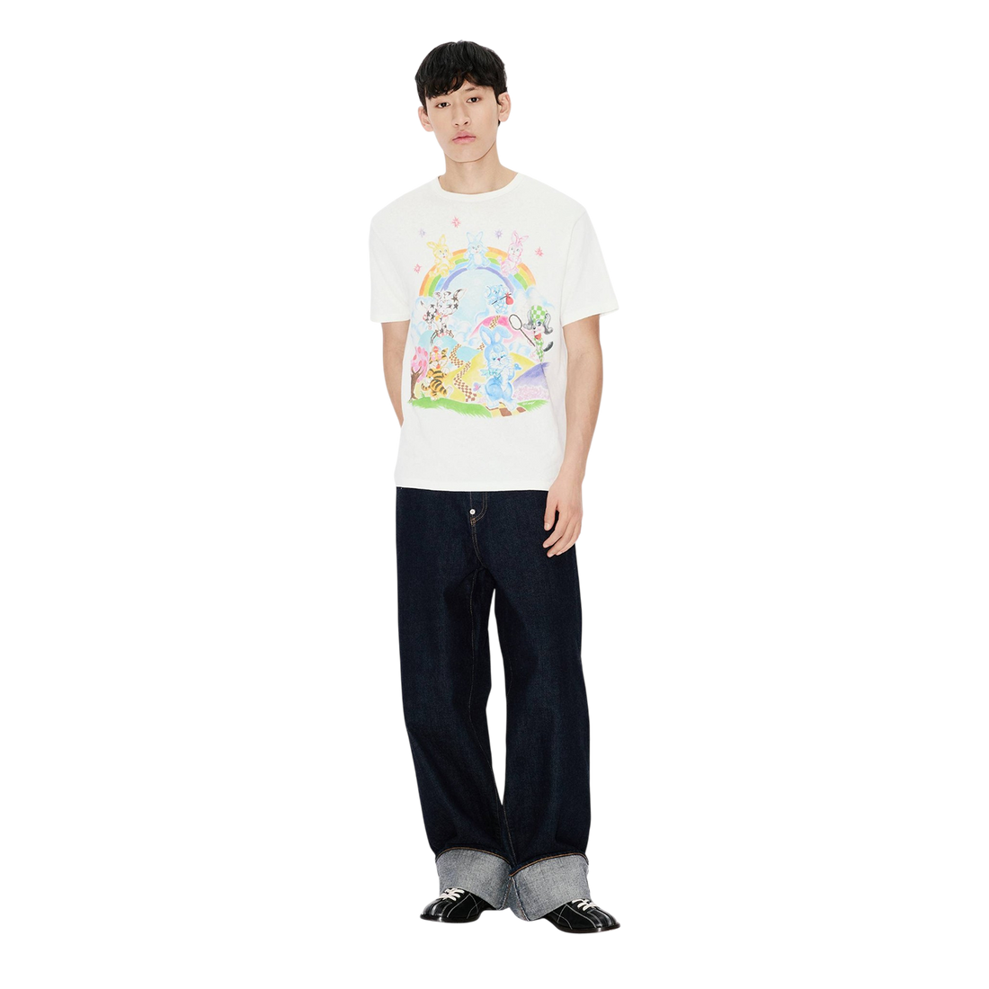 [KENZO] 'KENZO CARTOON' Tシャツインコットン / Off White (FG55TS2134SK)