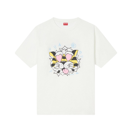 [KENZO] 'KENZO WILD TIGER' オーバーサイズTシャツインコットン / Off White (FG55TS4034SG)