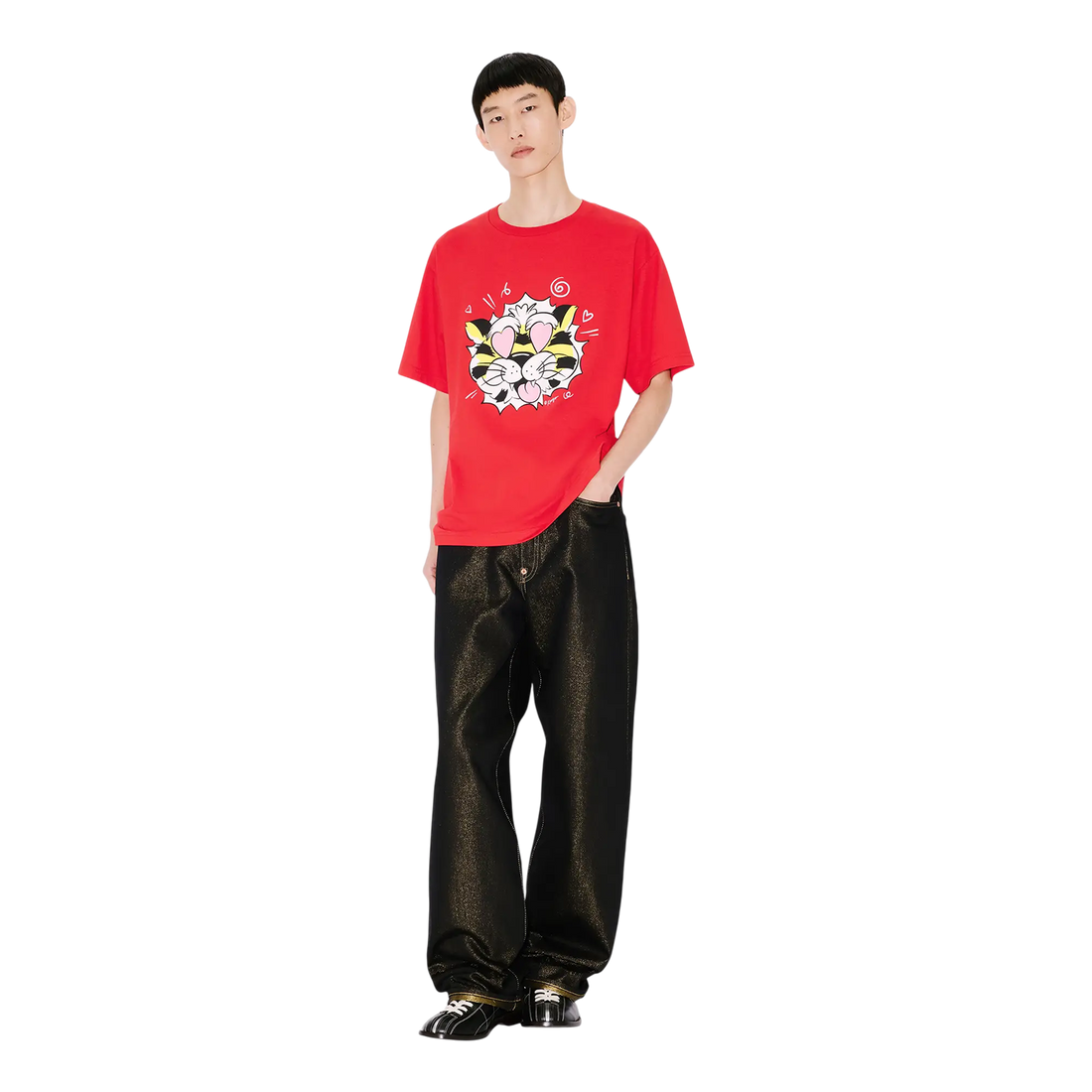 [KENZO] 'KENZO WILD TIGER' オーバーサイズTシャツインコットン / Cherry (FG55TS4034SG)
