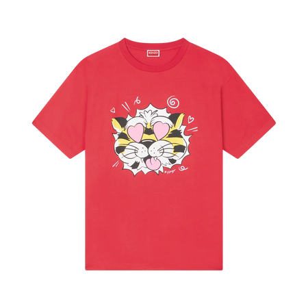 [KENZO] 'KENZO WILD TIGER' オーバーサイズTシャツインコットン / Cherry (FG55TS4034SG)