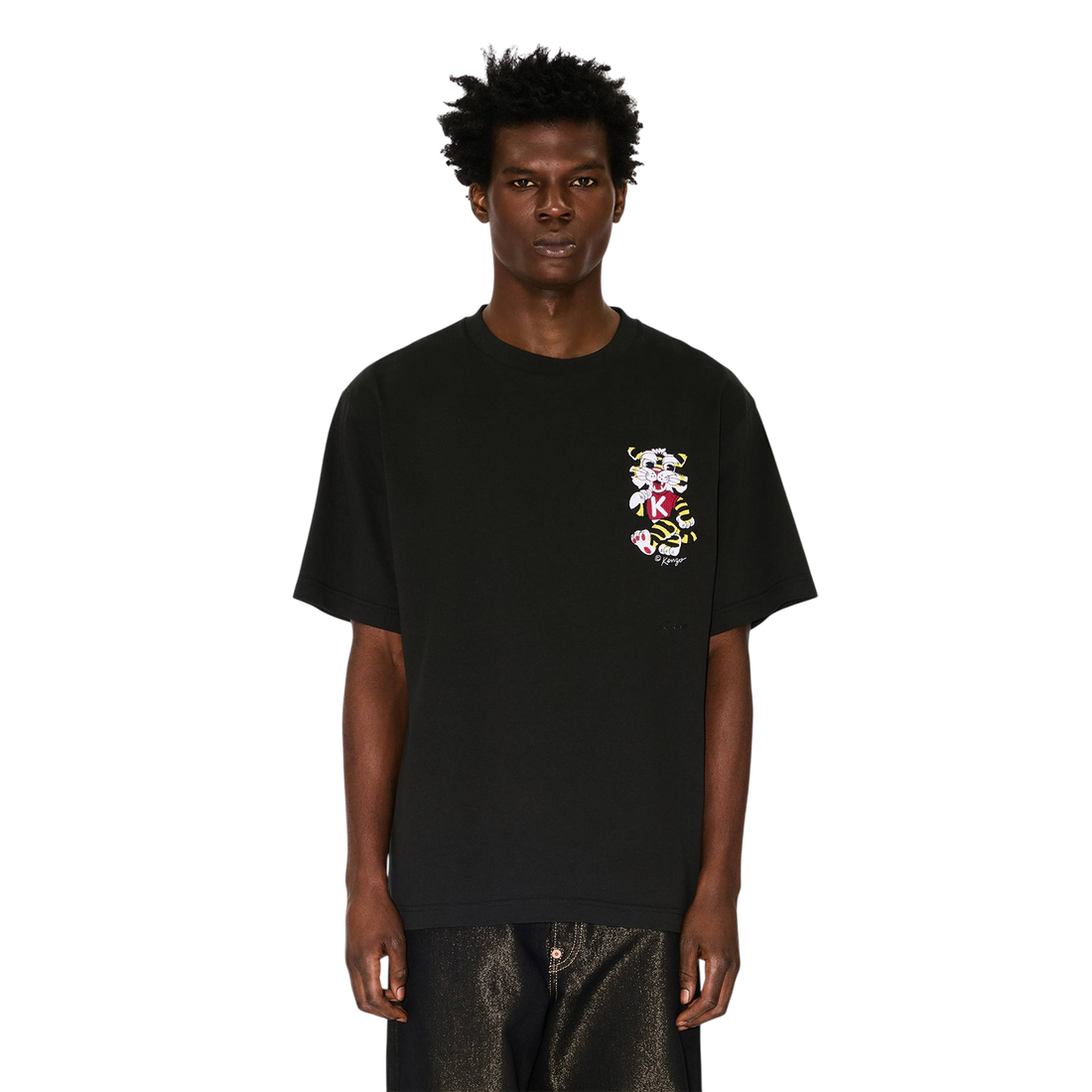 [KENZO] 'KENZO WILD TIGER' エンブロイダリーオーバーサイズTシャツインコットン / Black (FG55TS4044SY)
