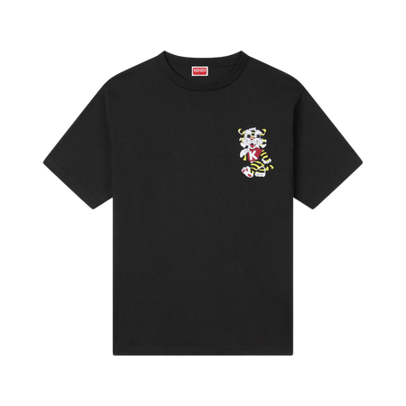 [KENZO] 'KENZO WILD TIGER' エンブロイダリーオーバーサイズTシャツインコットン / Black (FG55TS4044SY)