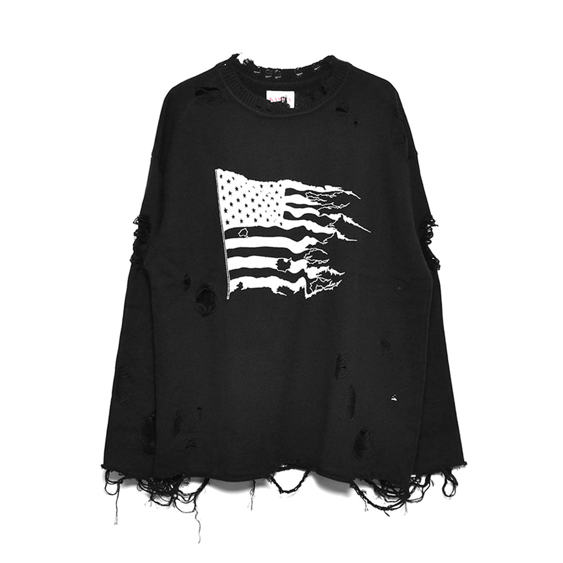 KAMIYA]Destroyed Knit LST/BLACK(G11LT045) – R&Co