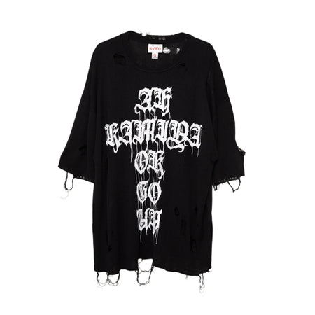 [KAMIYA]Words Printed Knit T-shirt/BLACK(G12TS051)