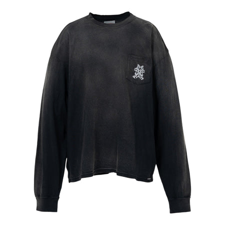 [KAMIYA]"Messenger Bird" Distressed Pocket L/S T-shirt/BLACK(G15LT086)