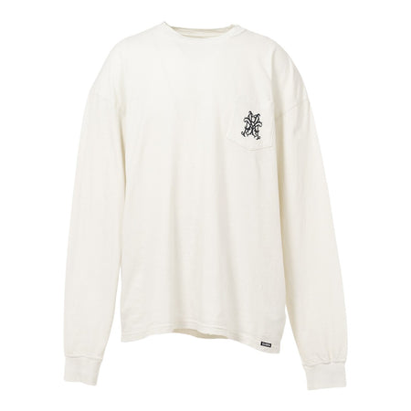 [KAMIYA]"Messenger Bird" Distressed Pocket L/S T-shirt/WHITE(G15LT086)