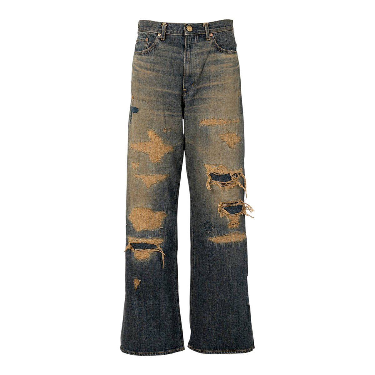 KAMIYA]BORO Bootcut Wide Denim Pants/INDIGO(G15PT053) – R&Co.