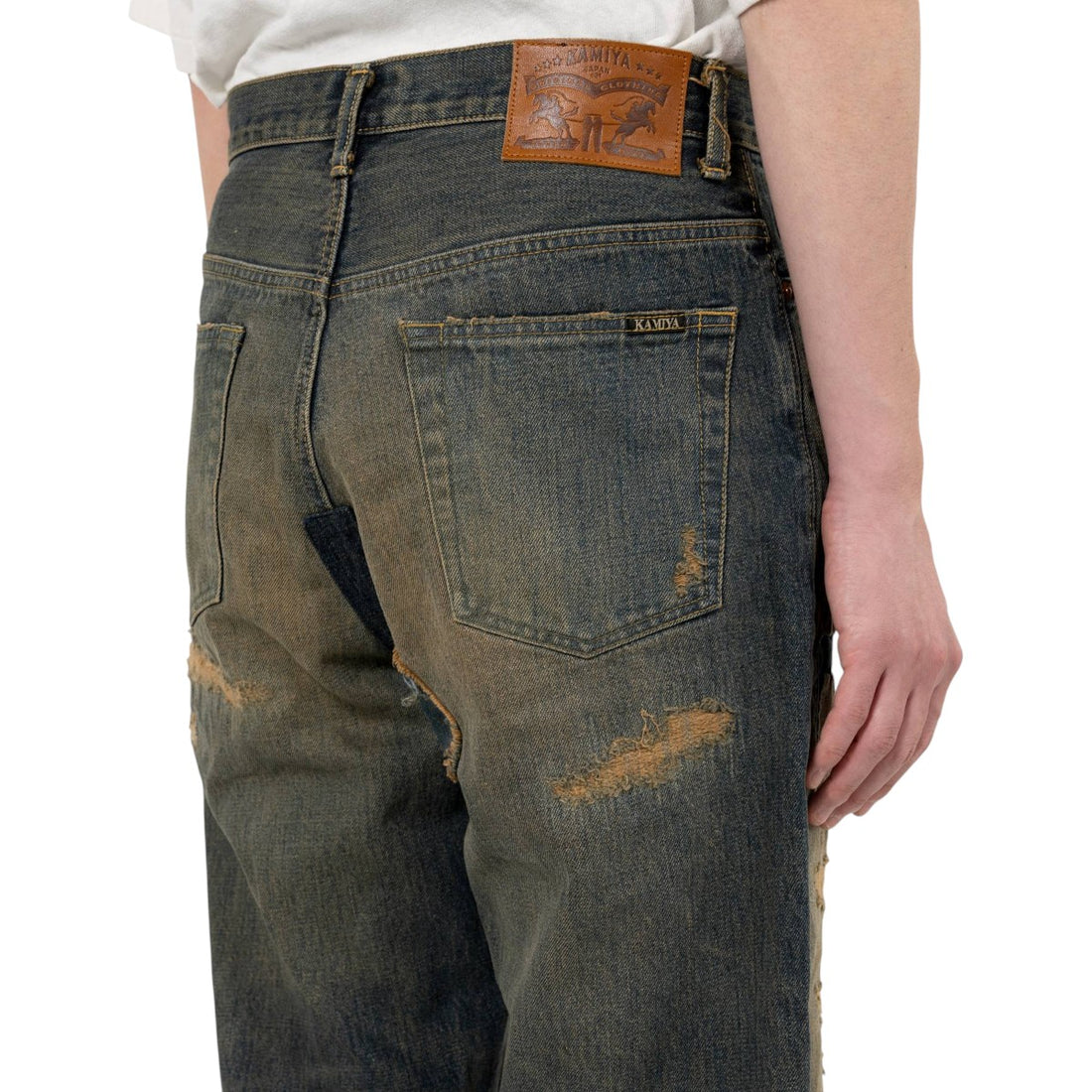 [KAMIYA]BORO Bootcut Wide Denim Pants/INDIGO(G15PT053)