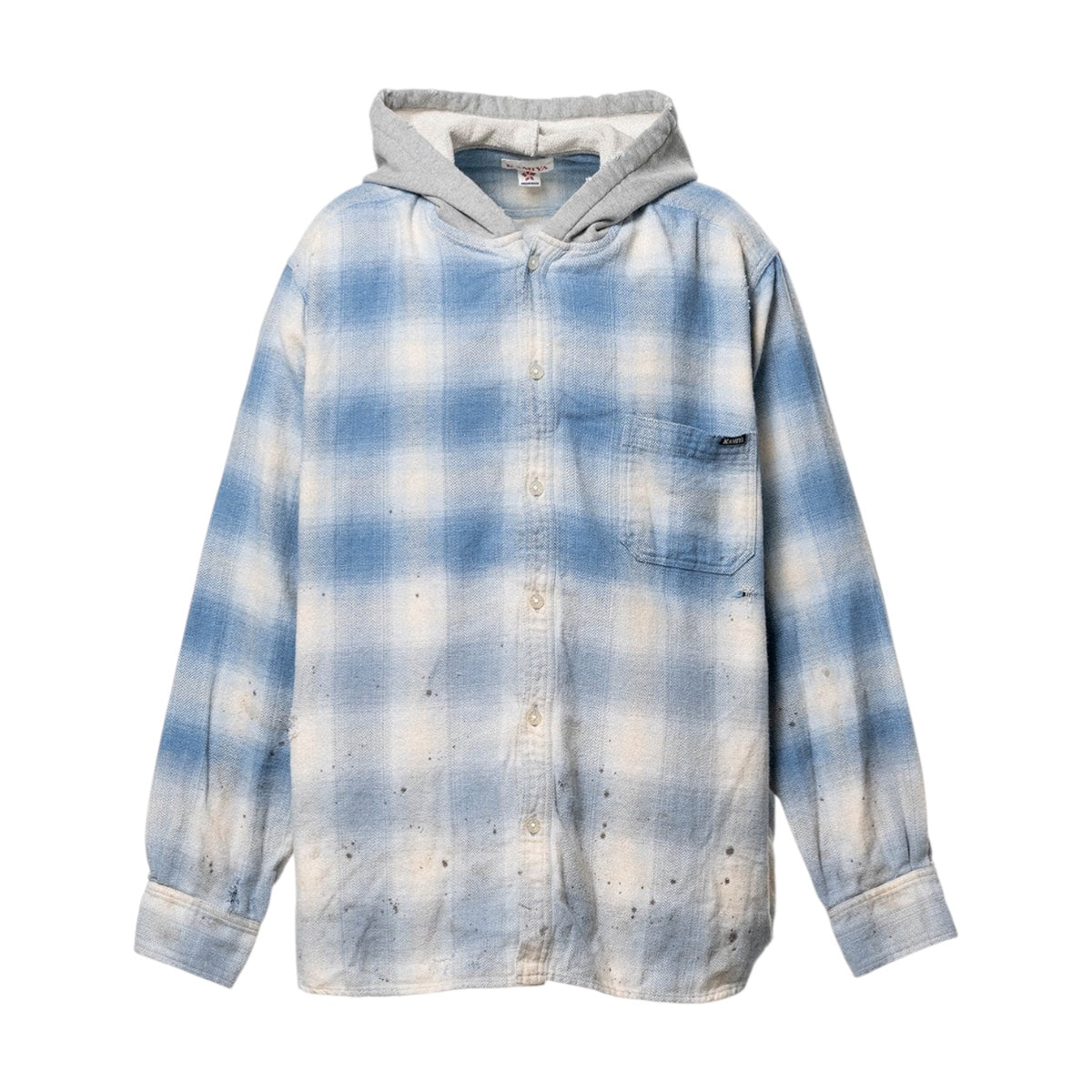 KAMIYA]Distressed Hooded Checked Shirt/BLUE(G16SH051) – R&Co.