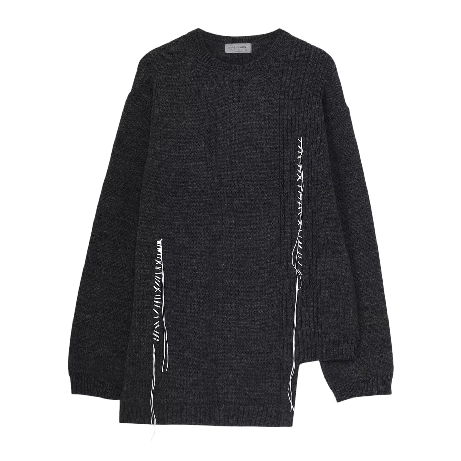 yohji yamamoto]5G1P EMBROIDERY PLAIN STITCH EMBROIDERY ROUND NECK