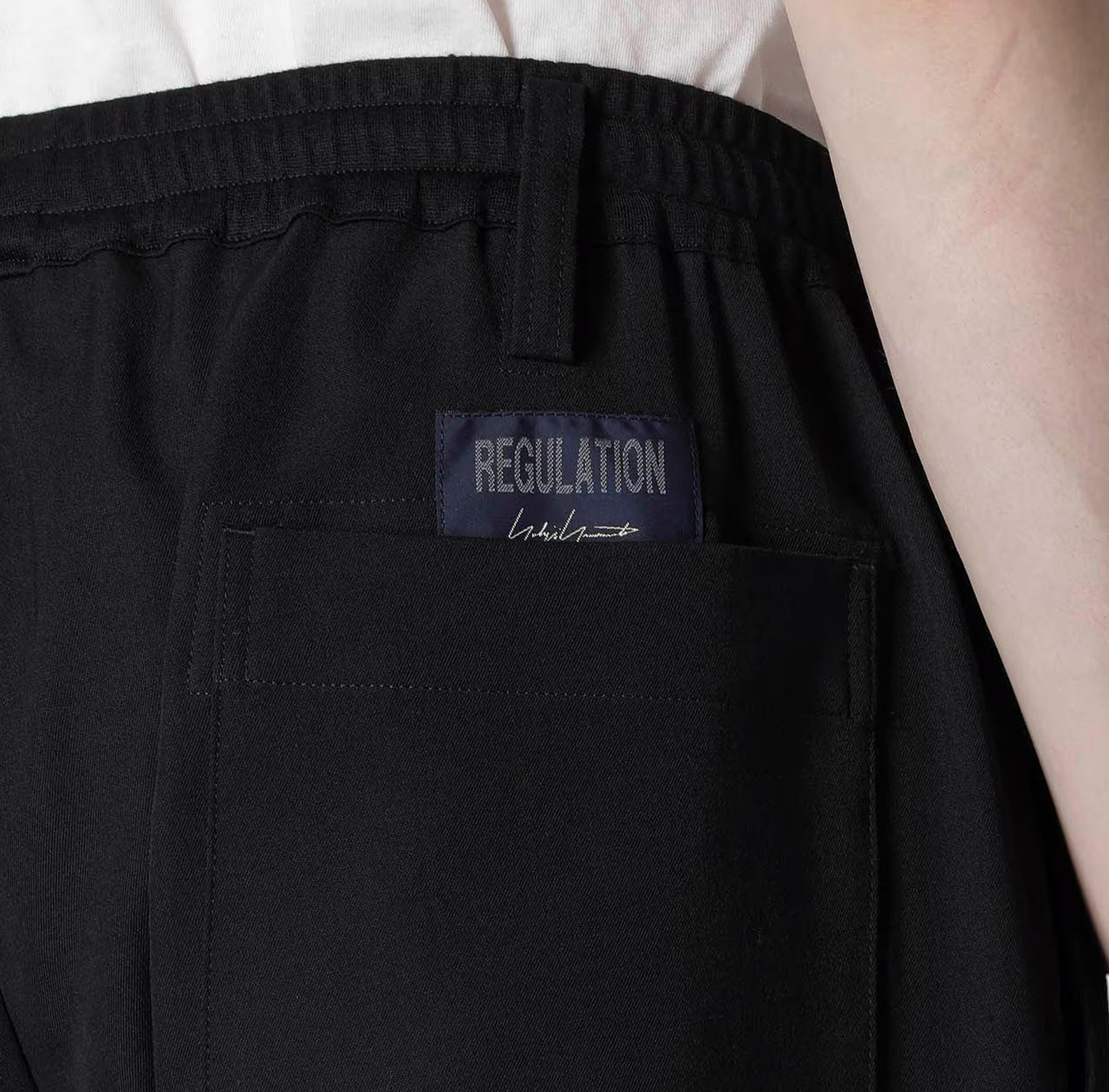yohji yamamoto]REGULATION GABARDINE RIB FLAP POCKET PANTS/BLACK(HL