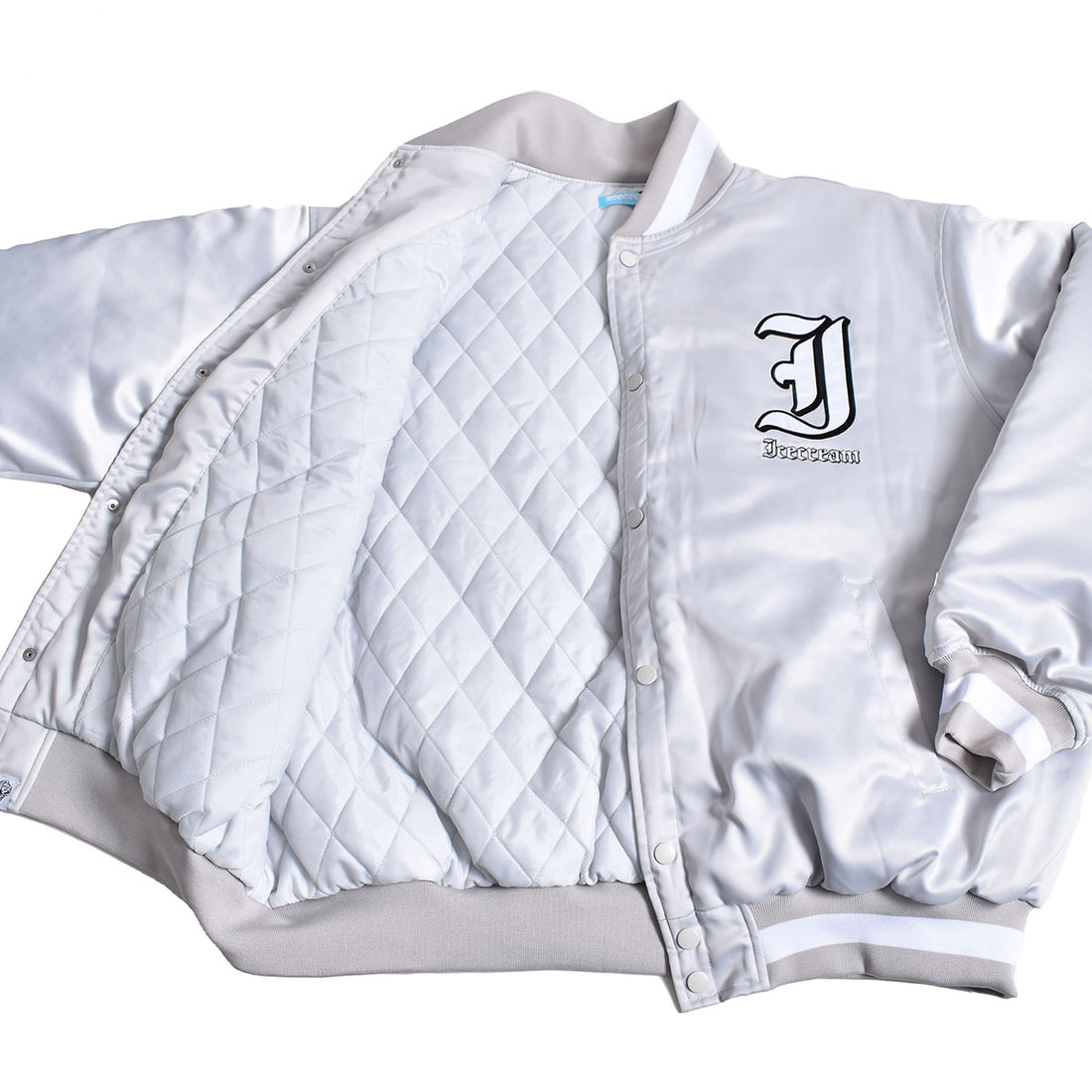 [ICECREAM]SATIN VARSITY JACKET/GRAY(ICJP233X002)