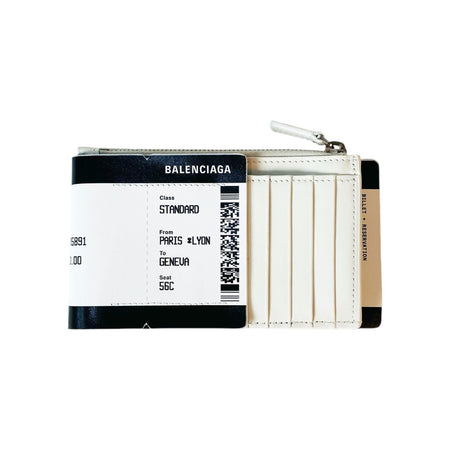[BALENCIAGA]PASSPORT BOAR LON COIN CARD HOLDER/BLACK/WHITE(8465732AB5A)