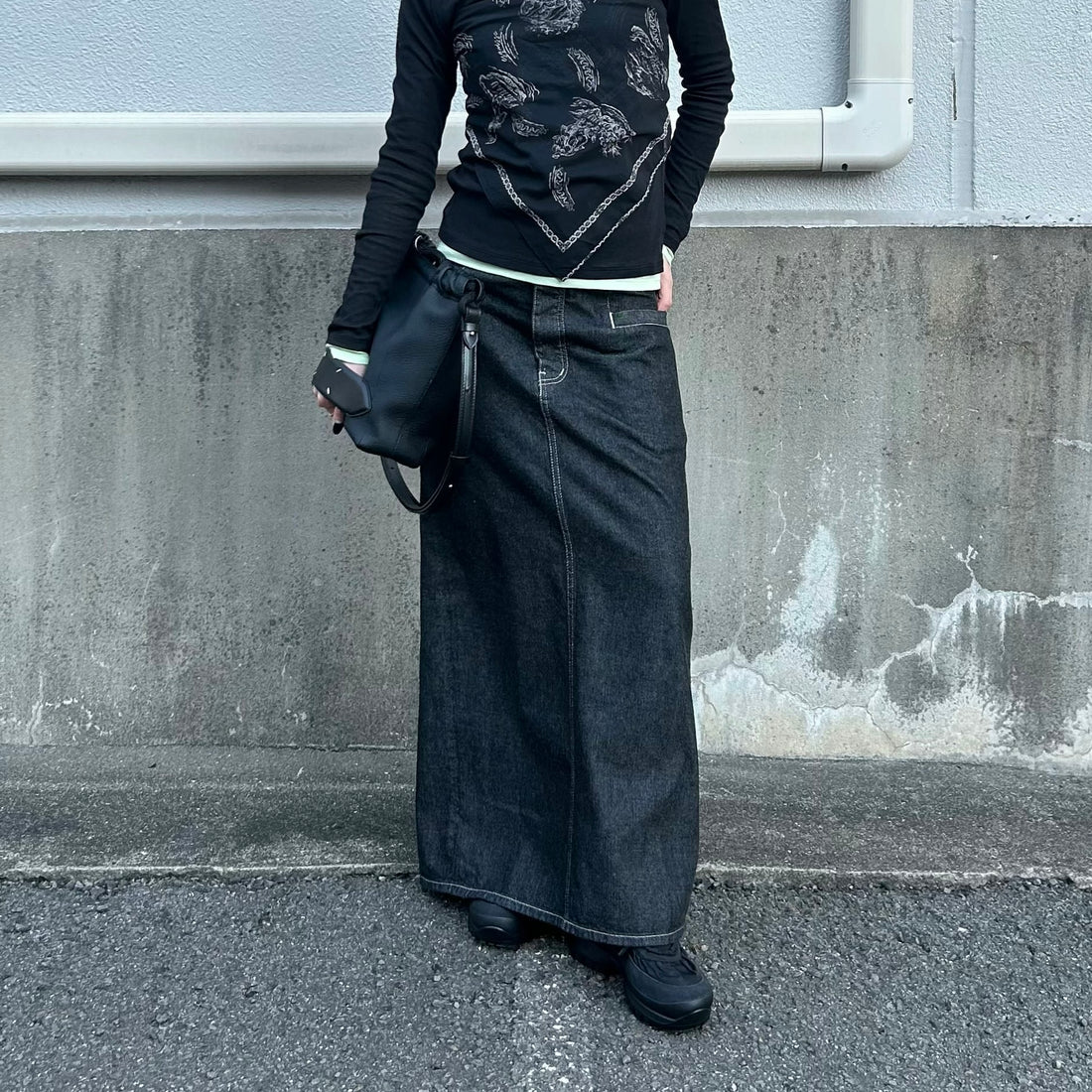 [beautiful people]left hand twill pencil skirt/BLACK(1445107003)