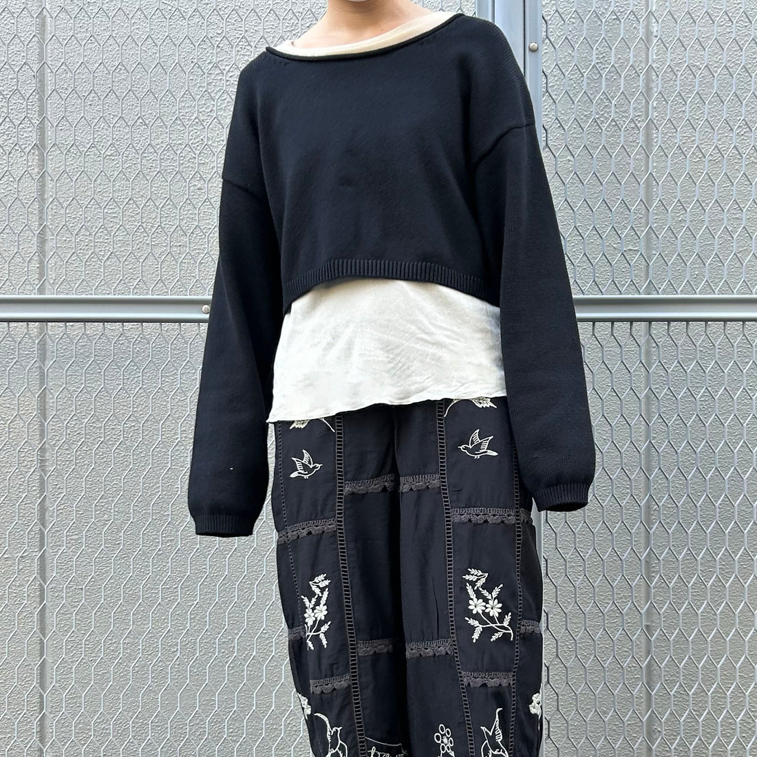 [CLANE]ROLL NECK SHORT KNIT TOPS/BLACK(18106-2262)