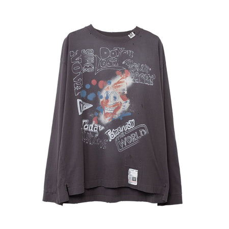 [MAISON MIHARA YASUHIRO]Distressed LS T-shirt/BLACK(J11LT531)