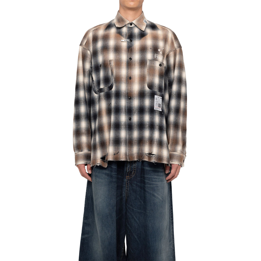 MAISON MIHARA YASUHIRO]Vintage-like Check Shirt/BLACK(J12SH073 