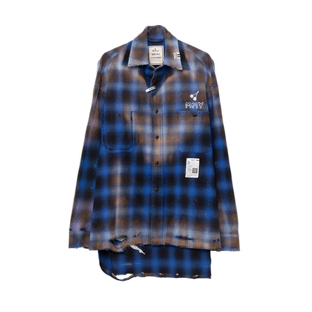 [MAISON MIHARA YASUHIRO]Vintage-like Check Shirt/BLUE(J12SH073)