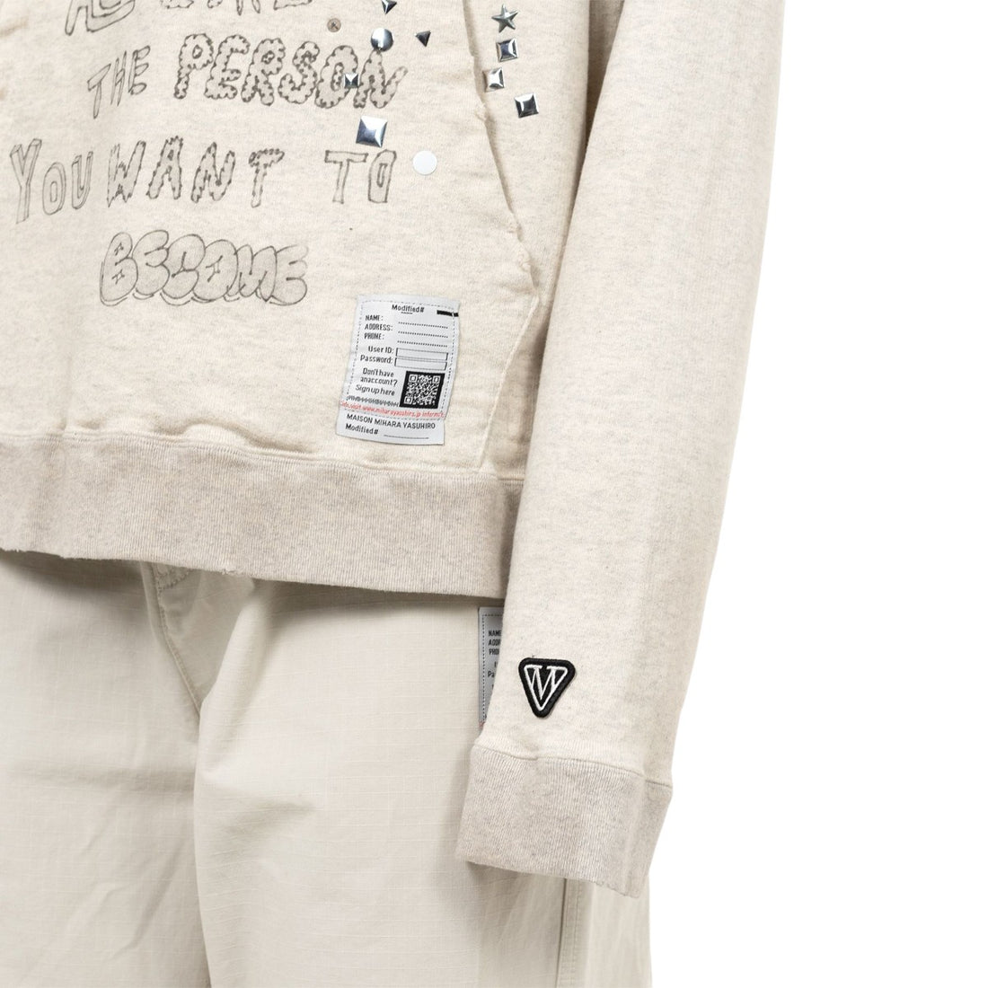 [MAISON MIHARA YASUHIRO]Dog Printed Embellished Distressed Hoodie/WHITE(J15HD722)