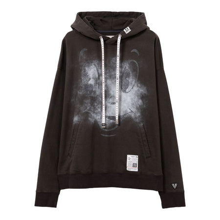 [MAISON MIHARA YASUHIRO]Happy Face Printed Distressed Hoodie/BLACK( J15HD731)