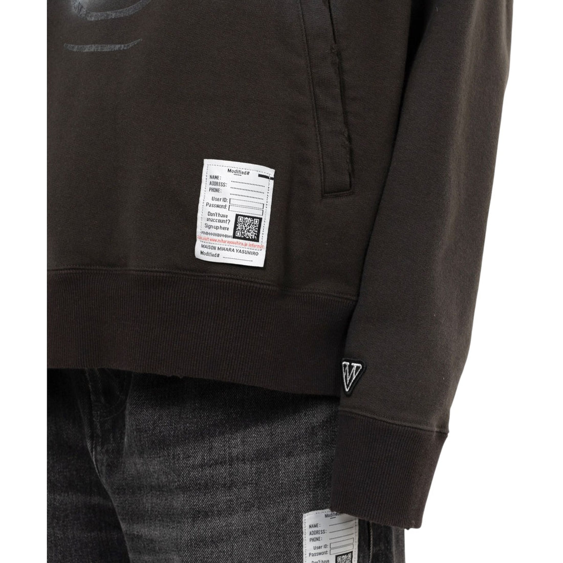 [MAISON MIHARA YASUHIRO]Happy Face Printed Distressed Hoodie/BLACK( J15HD731)