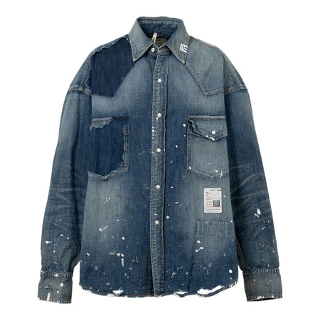 [MAISON MIHARA YASUHIRO]Distressed Denim Shirt/INDIGO(J15SH125)